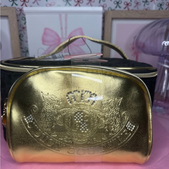 Juicy Couture travel cosmetic bag black with smaller Gold...